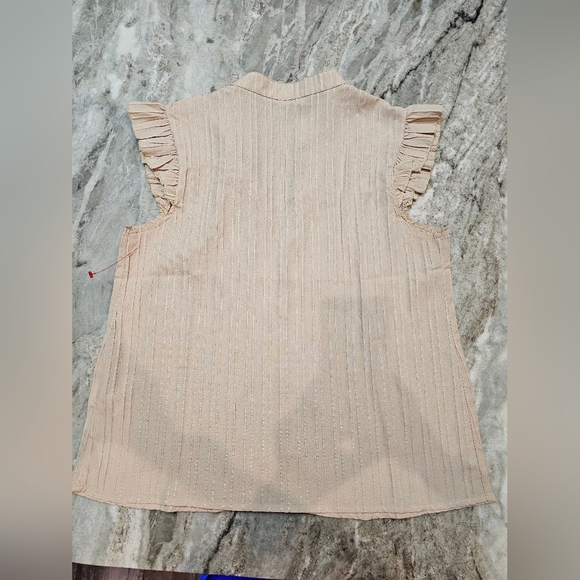 SHEIN Beige Ruffle Sleeve Embroidered Blouse | Size M - Picture 8 of 8